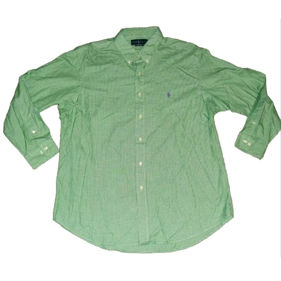 Ralph Lauren Polo $75 Mens sz. XL Green White Custom Fit Button Down Shirt New - Picture 1 of 4